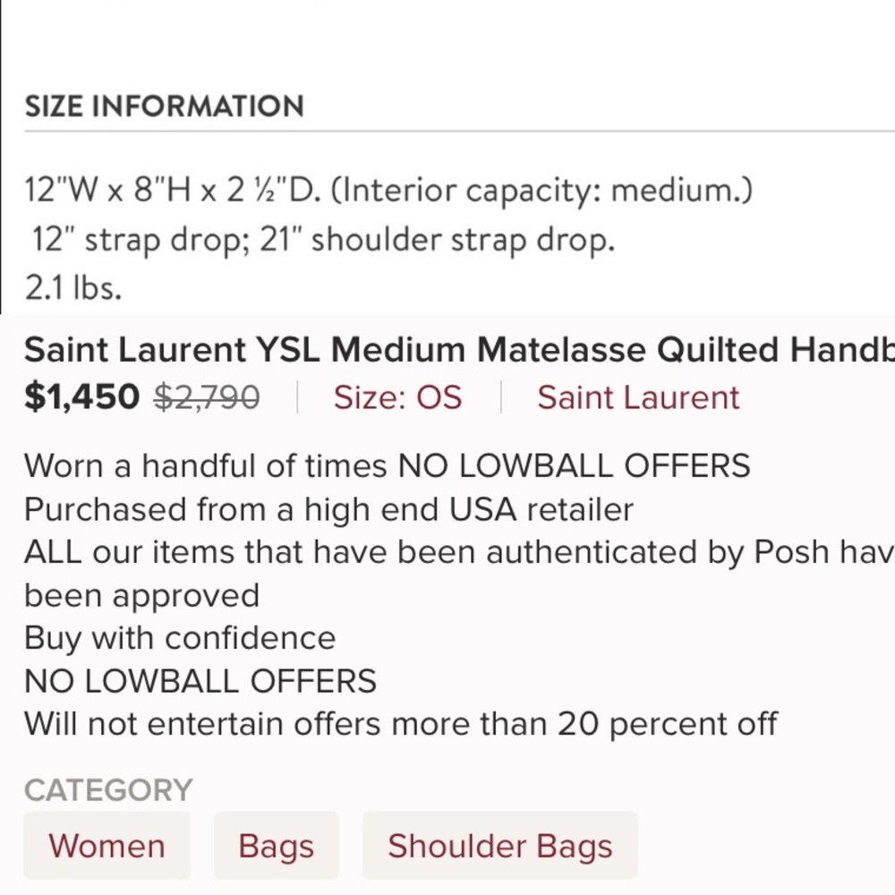 Saint Laurent YSL Medium Metallese Quilted Handbag - Picture 7 of 7